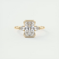 2 Carat Radiant Clutch Three-Stone Engagement Ring