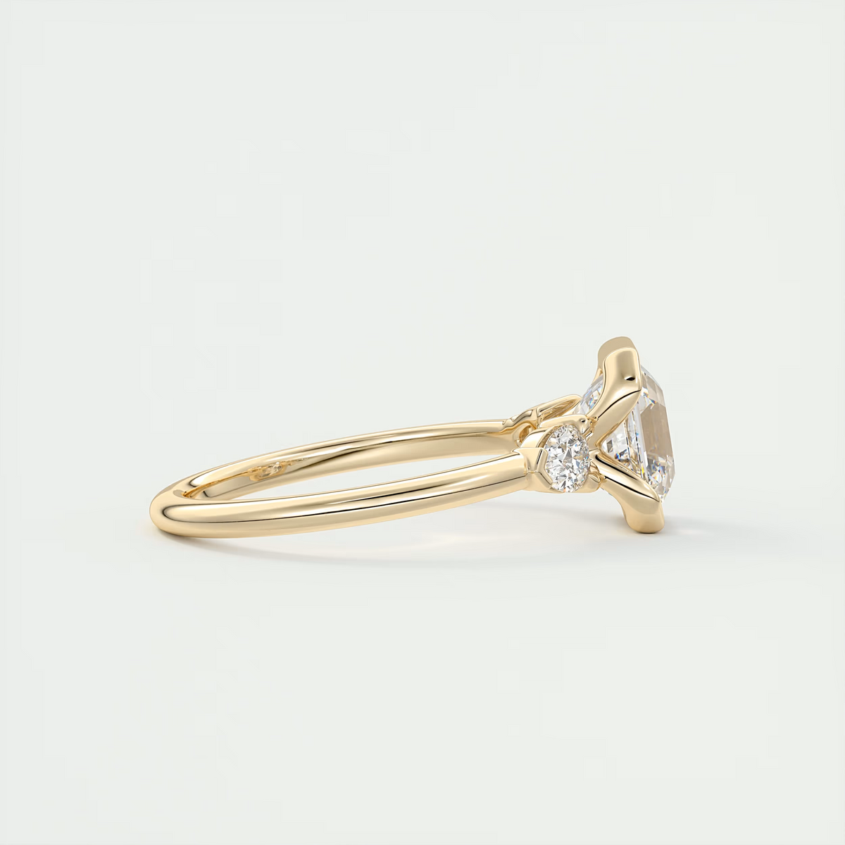 2 Carat Asscher Clutch Three-Stone Engagement Ring