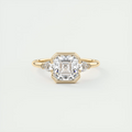 2 Carat Asscher Clutch Three-Stone Engagement Ring
