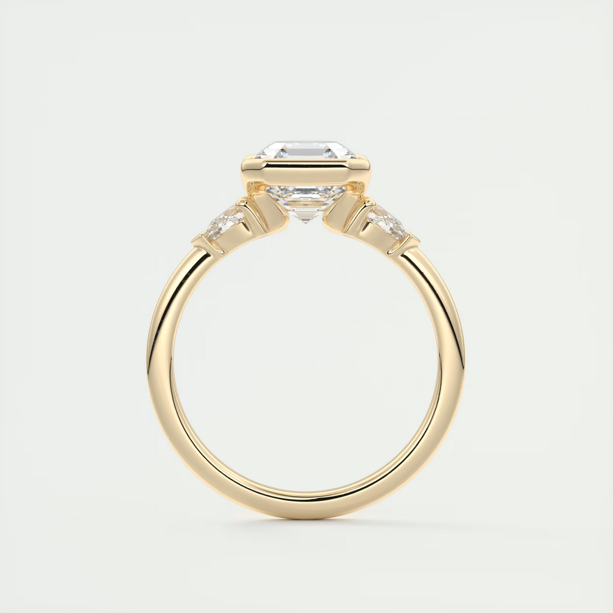 2 Carat Asscher Clutch Three-Stone Engagement Ring