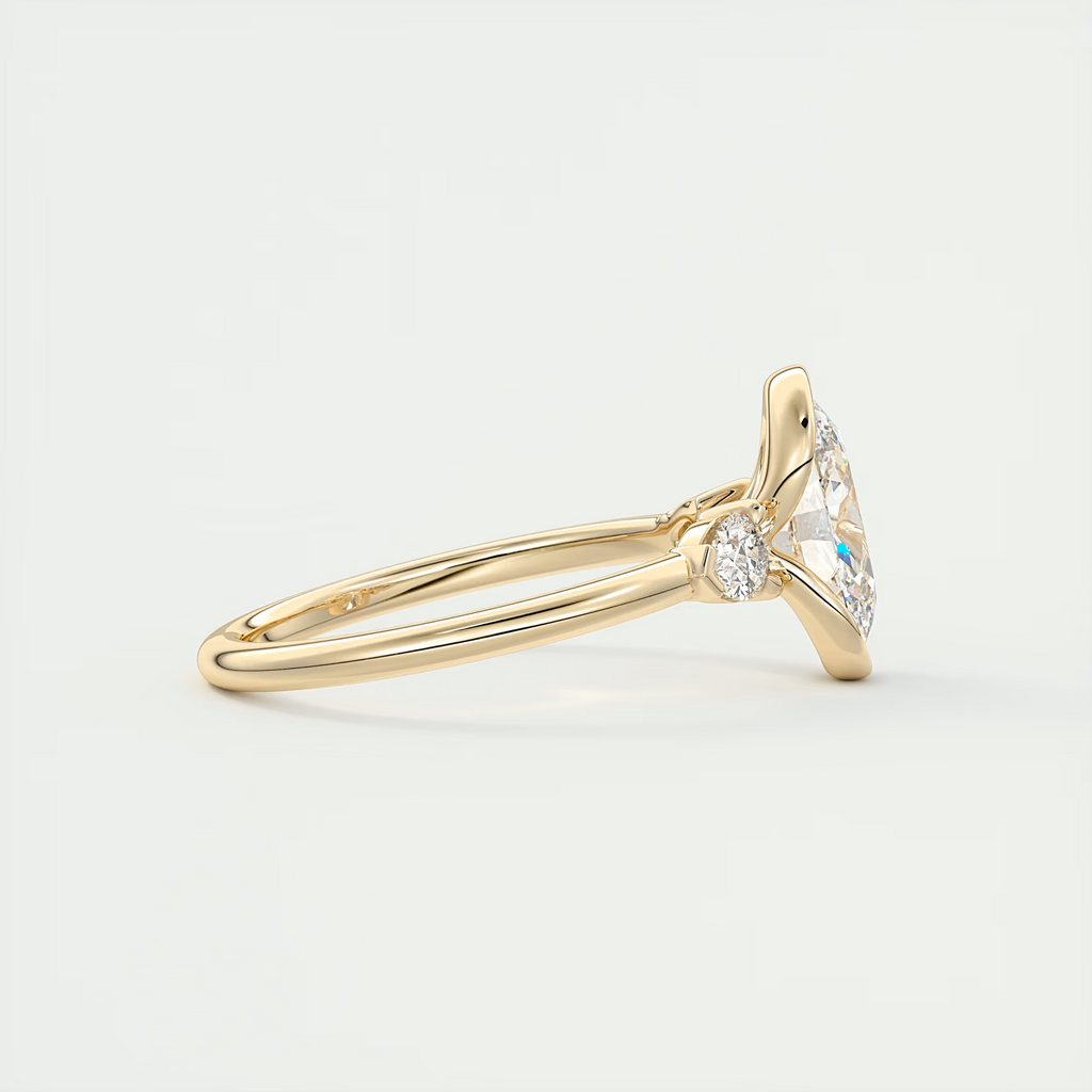 2 Carat Oval Clutch Three-Stone Engagement Ring