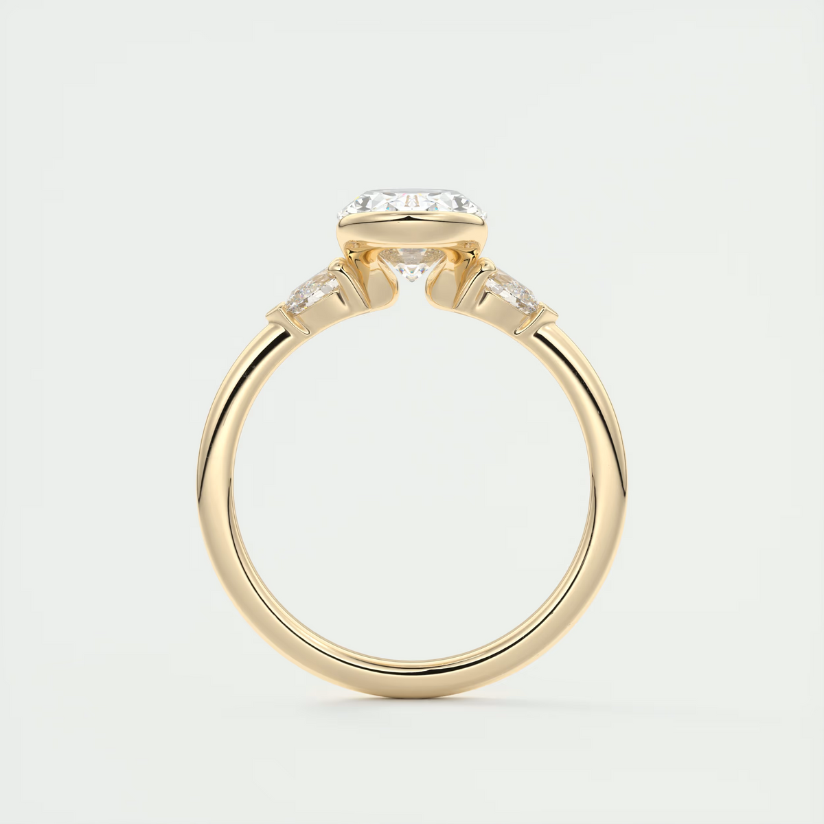 2 Carat Oval Clutch Three-Stone Engagement Ring