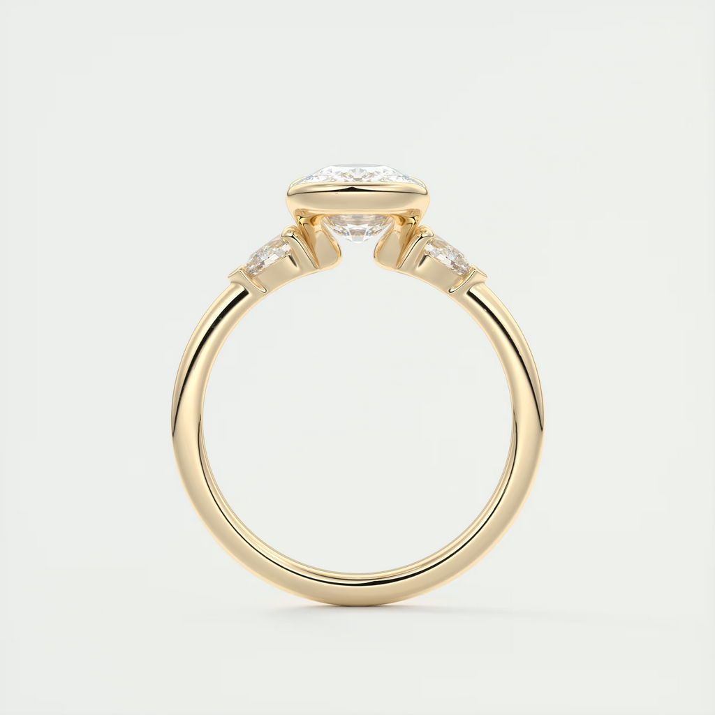 2 Carat Elongated Cushion Clutch Three-Stone Engagement Ring