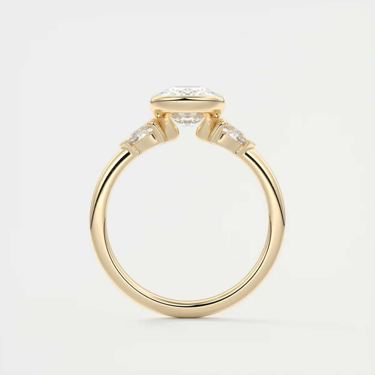 2 Carat Elongated Cushion Clutch Three-Stone Engagement Ring
