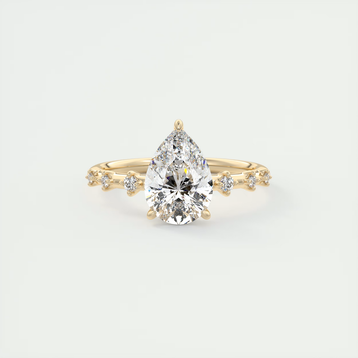 Shimmer 2 Carat Dainty Pear Solitaire with Hidden Halo