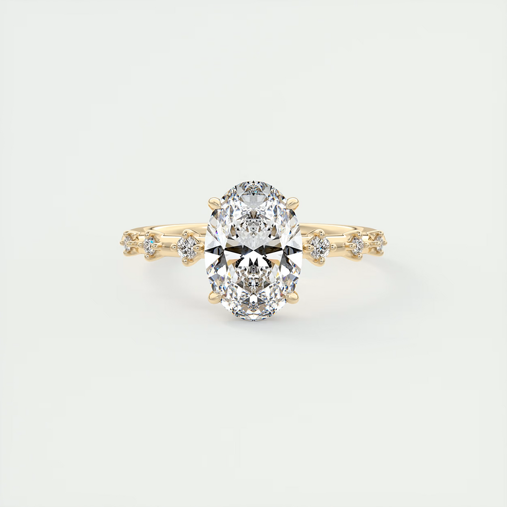 Shank 2 Carat Dainty Oval Solitaire with Hidden Halo