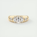 1.5 Carat Oval Chunky Half Bezel Three-Stone Ring