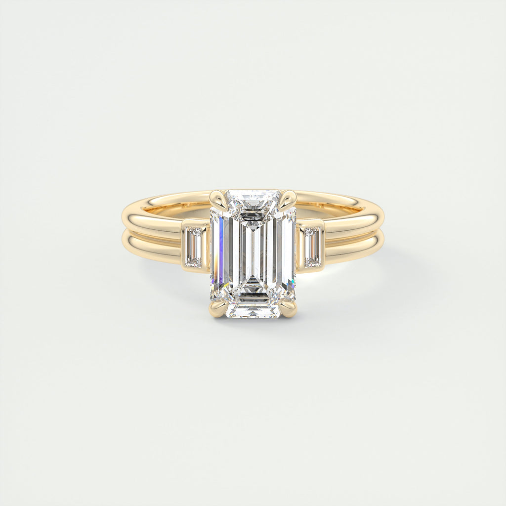 2 Carat Emerald Cut Baguette Three-Stone Engagement Ring