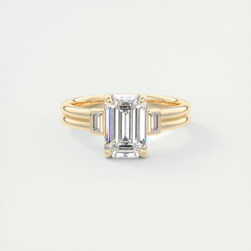 2 Carat Emerald Cut Baguette Three-Stone Engagement Ring