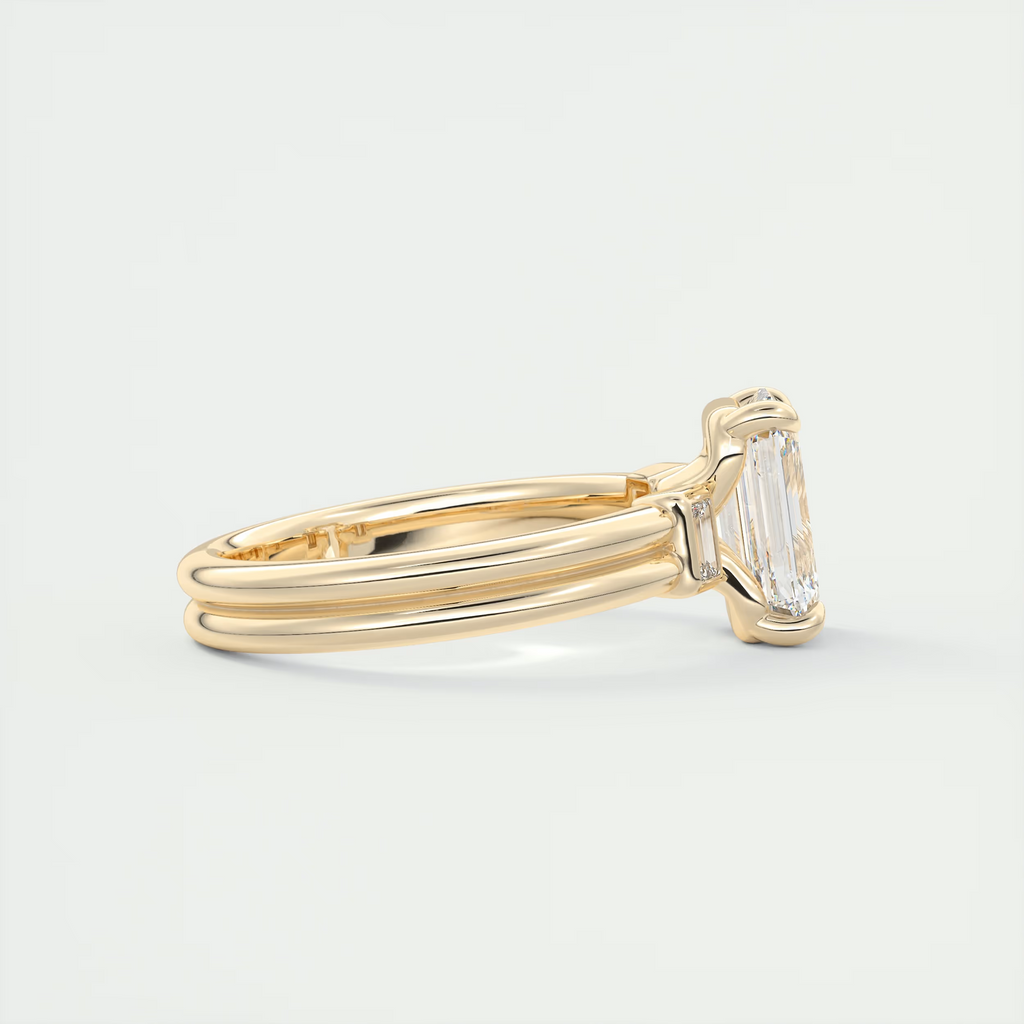 2 Carat Emerald Cut Baguette Three-Stone Engagement Ring