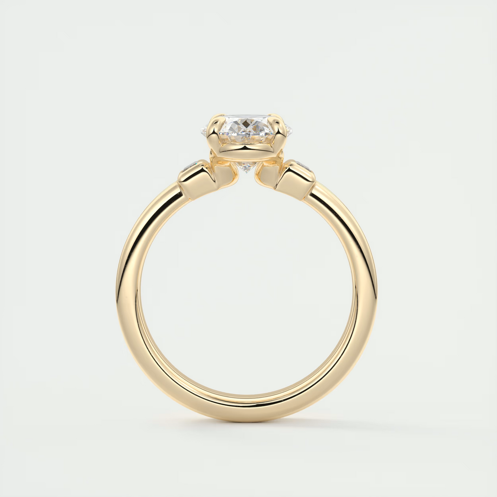 2 Carat Oval Three-Stone Engagement Ring with Tapered Baguettes