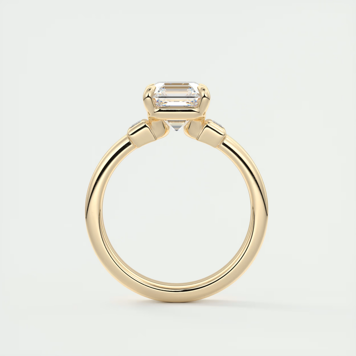 2 Carat Asscher Three-Stone Engagement Ring with Tapered Baguettes