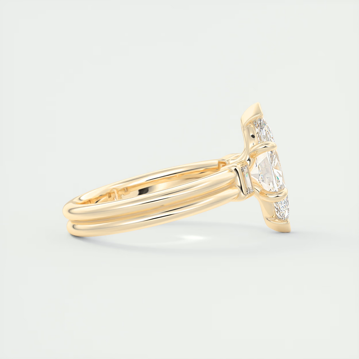 2 Carat Marquise Three-Stone Engagement Ring with Tapered Baguettes