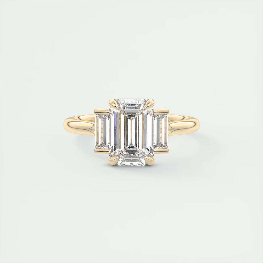 2 Carat Emerald Cut Art Deco Three-Stone Engagement Ring