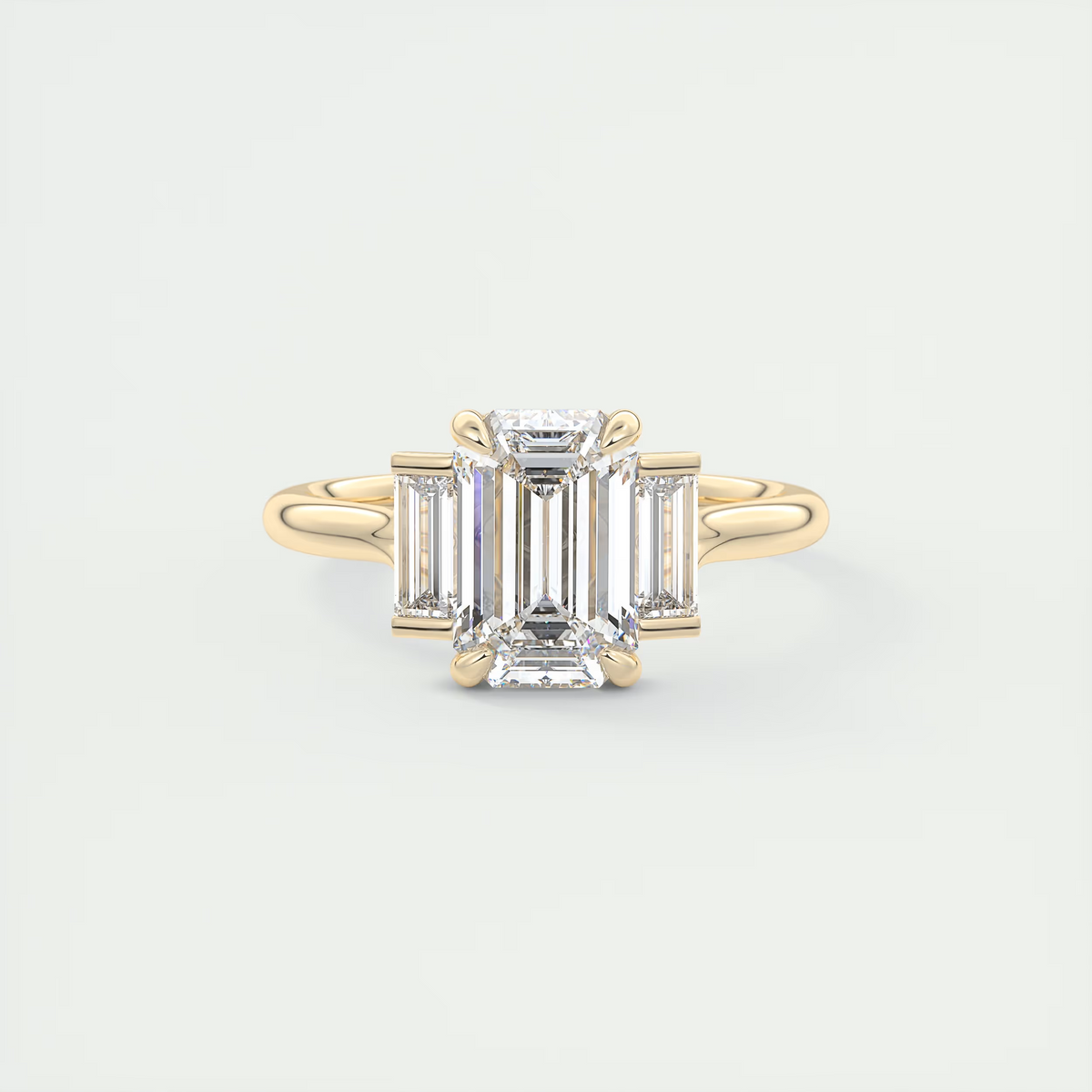 2 Carat Emerald Cut Art Deco Three-Stone Engagement Ring