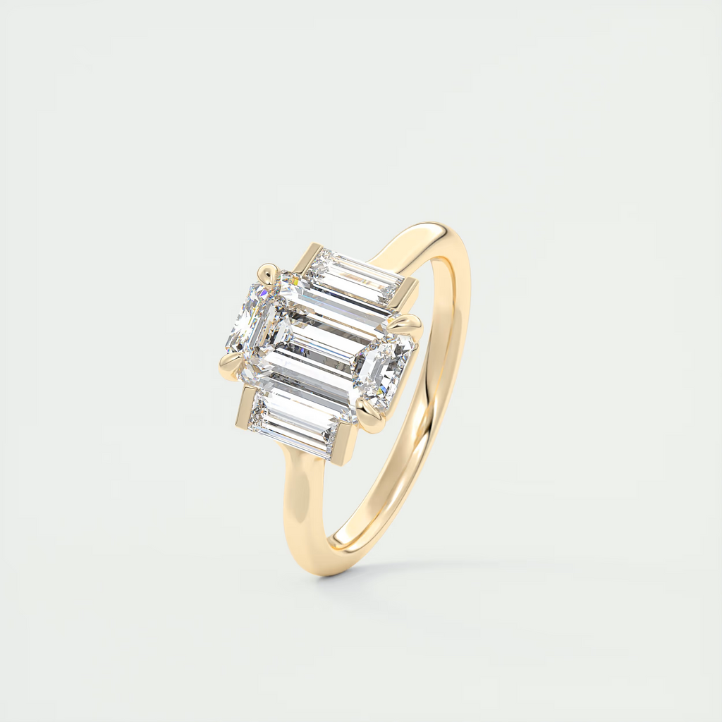 2 Carat Emerald Cut Art Deco Three-Stone Engagement Ring