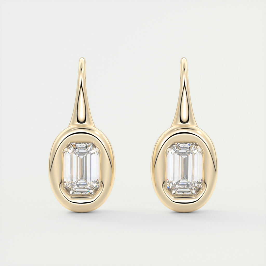 1.5 ct Emerald Bezel Drop Earrings