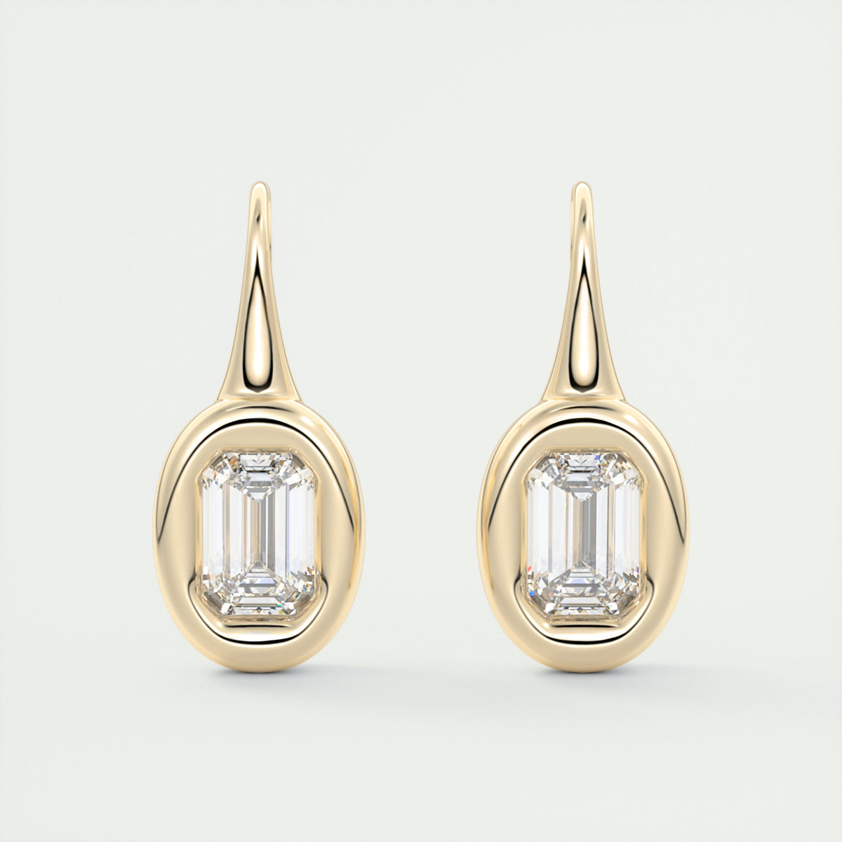 1.5 ct Emerald Bezel Drop Earrings