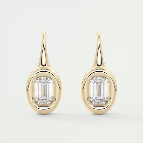 1.5 ct Emerald Bezel Drop Earrings