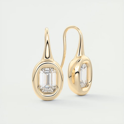 1.5 ct Emerald Bezel Drop Earrings