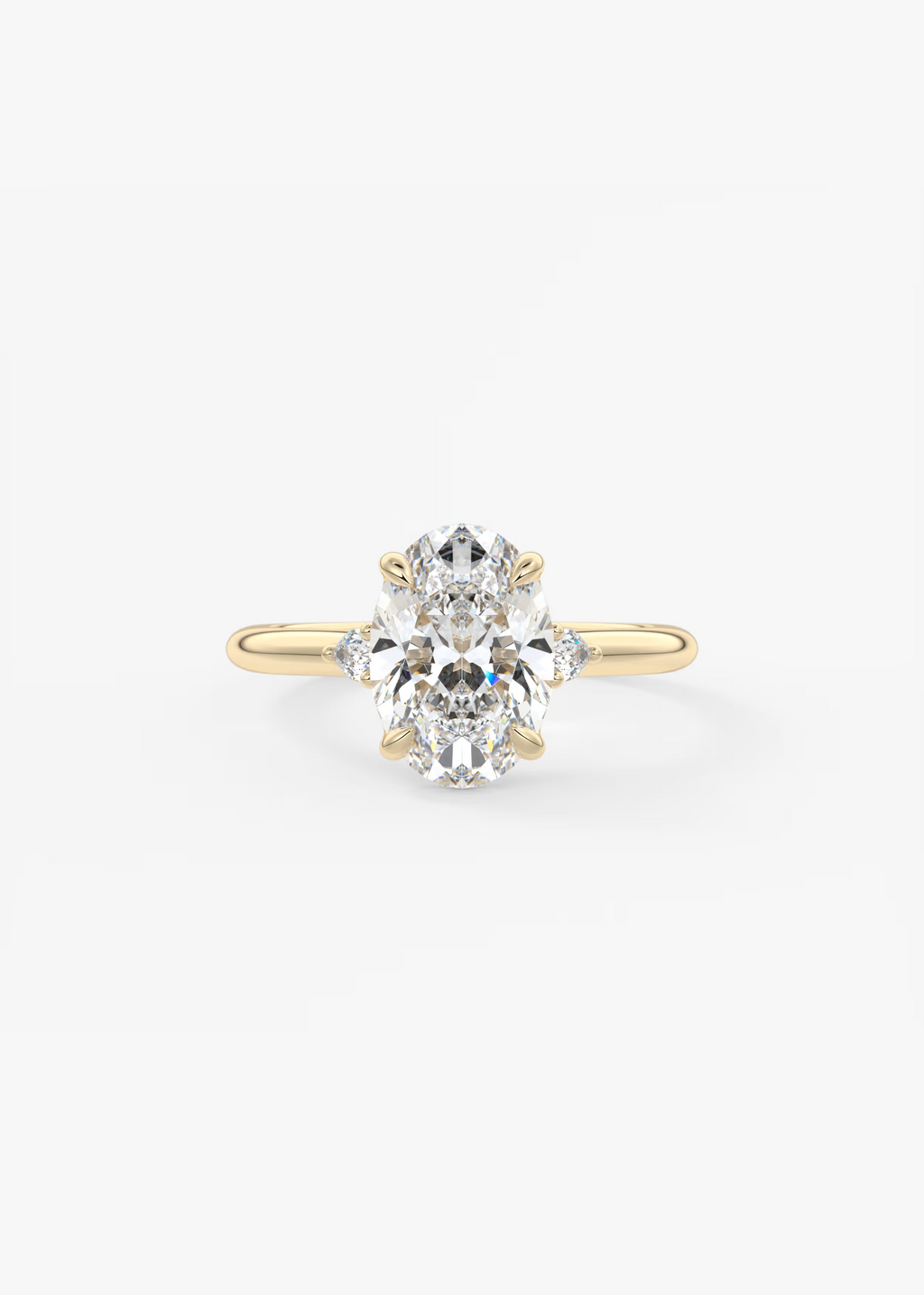 2 Carat Oval Trellis Three-Stone Engagement Ring