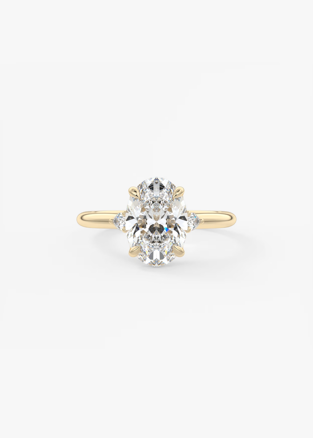 2 Carat Oval Trellis Three-Stone Engagement Ring
