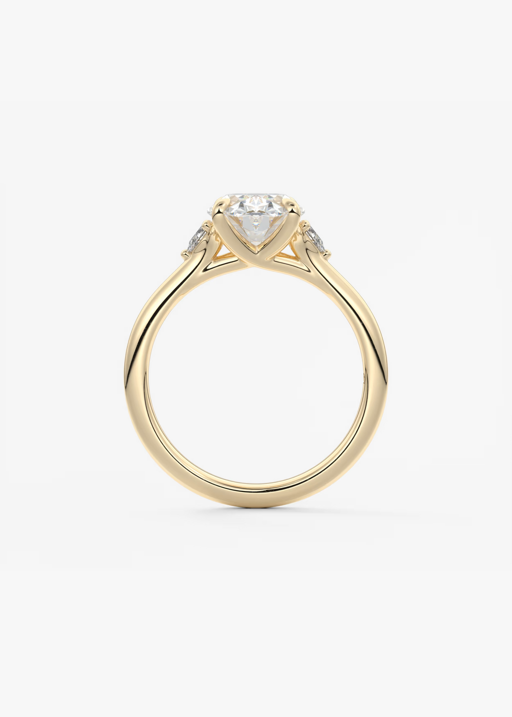 2 Carat Oval Trellis Three-Stone Engagement Ring
