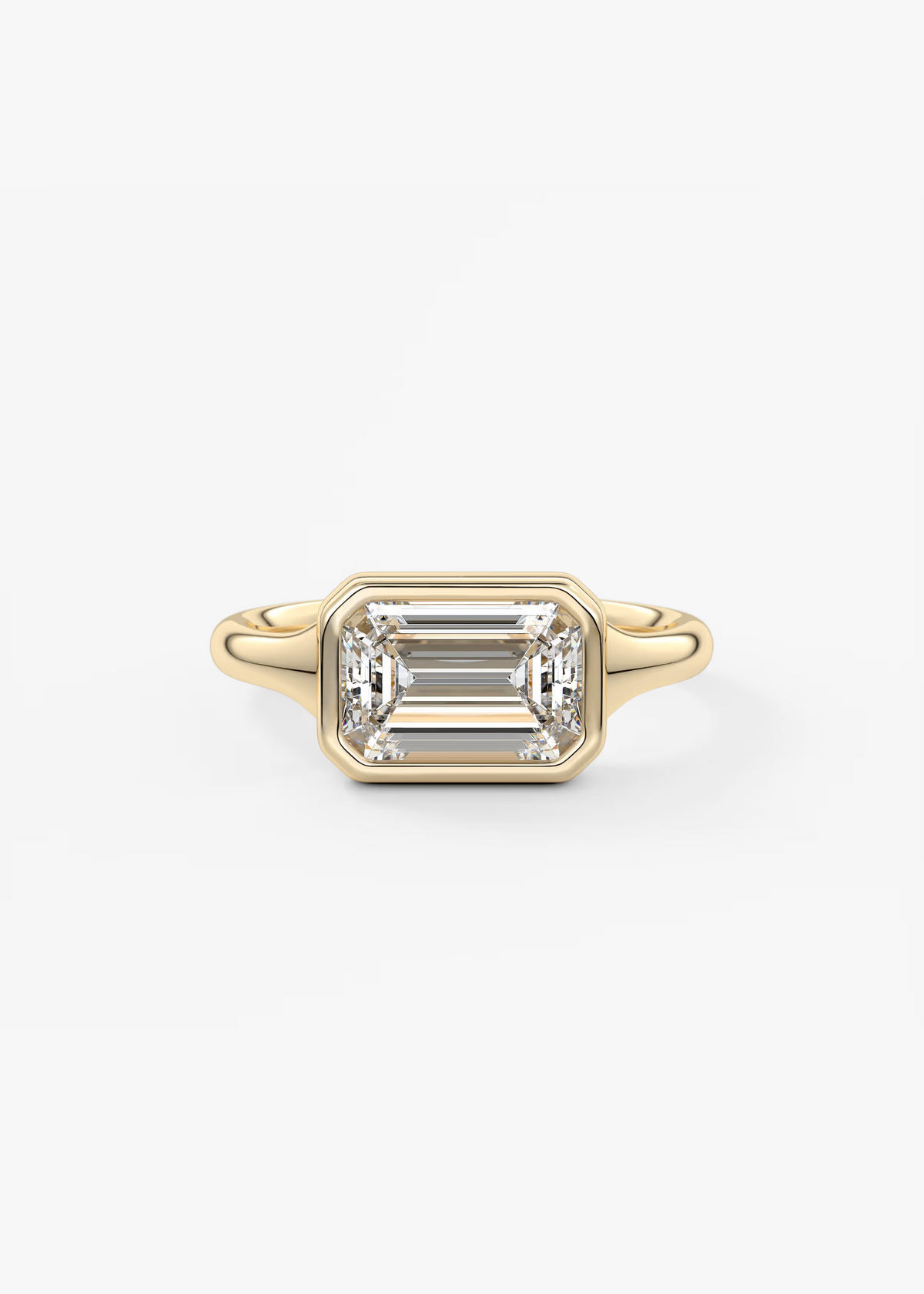 East-West 2 Carat Emerald Bezel Solitaire Ring