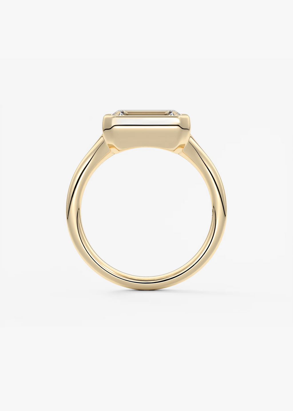 East-West 2 Carat Emerald Bezel Solitaire Ring