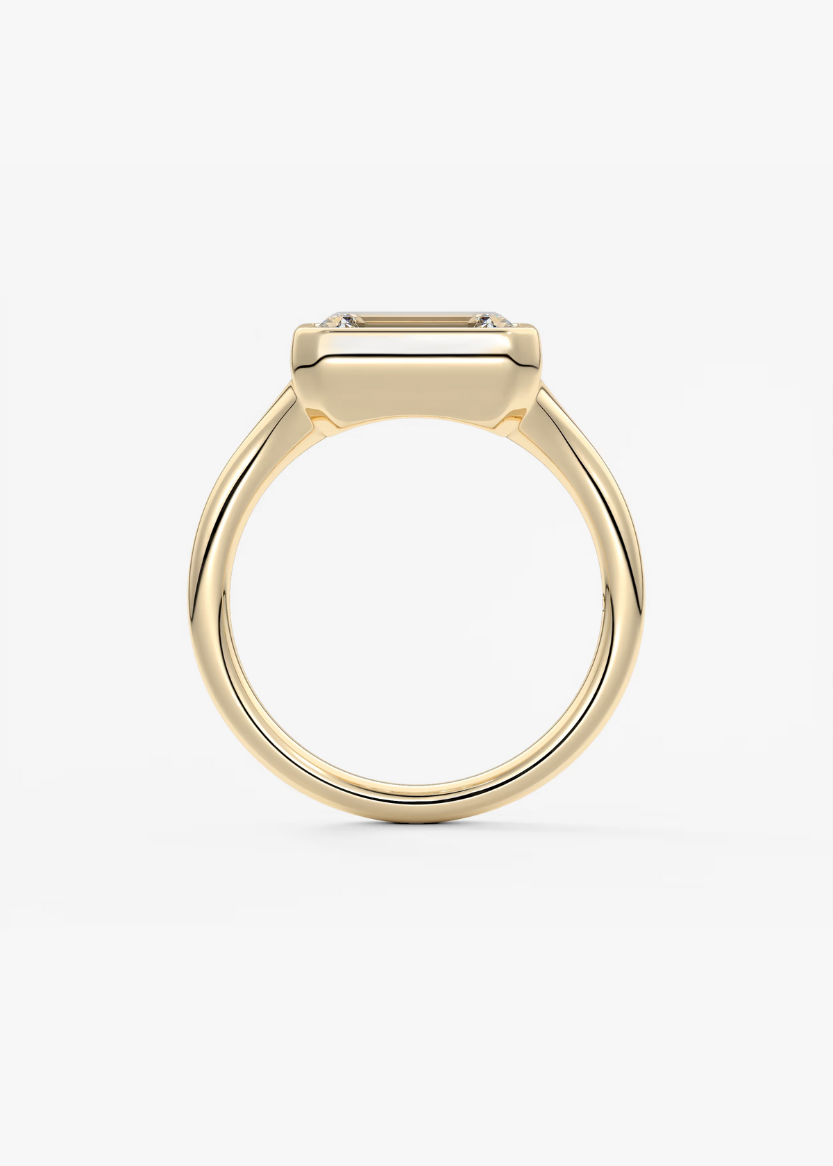 East-West 2 Carat Emerald Bezel Solitaire Ring