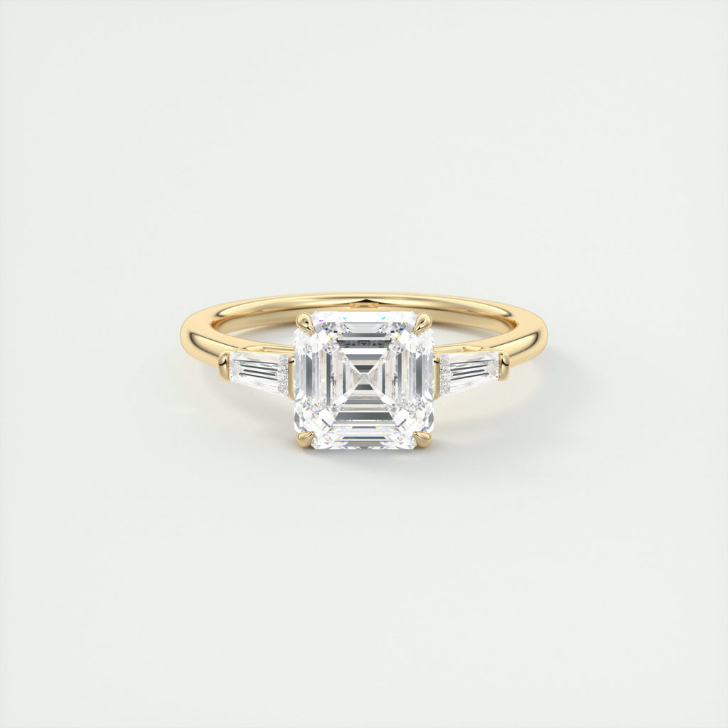 2 Carat Asscher Flush Stacking Three-Stone Engagement Ring