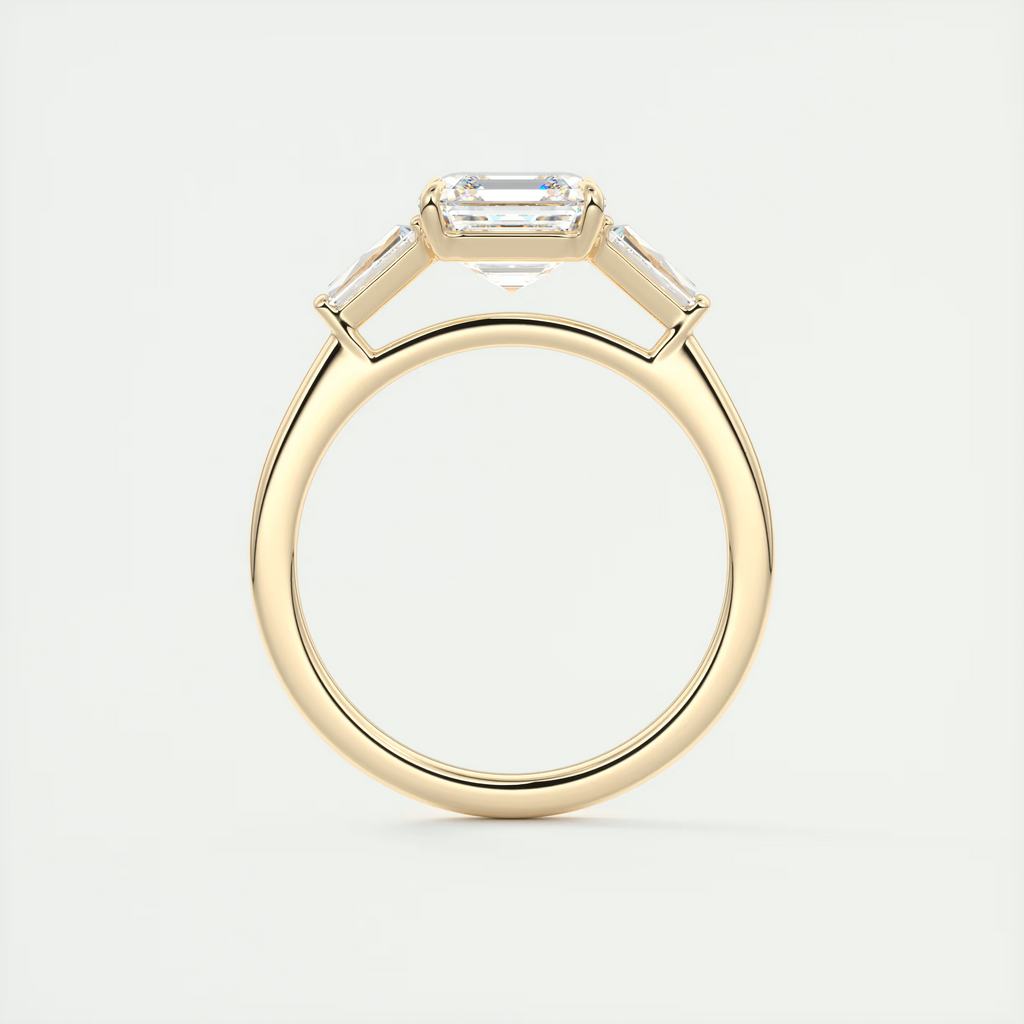 2 Carat Asscher Flush Stacking Three-Stone Engagement Ring