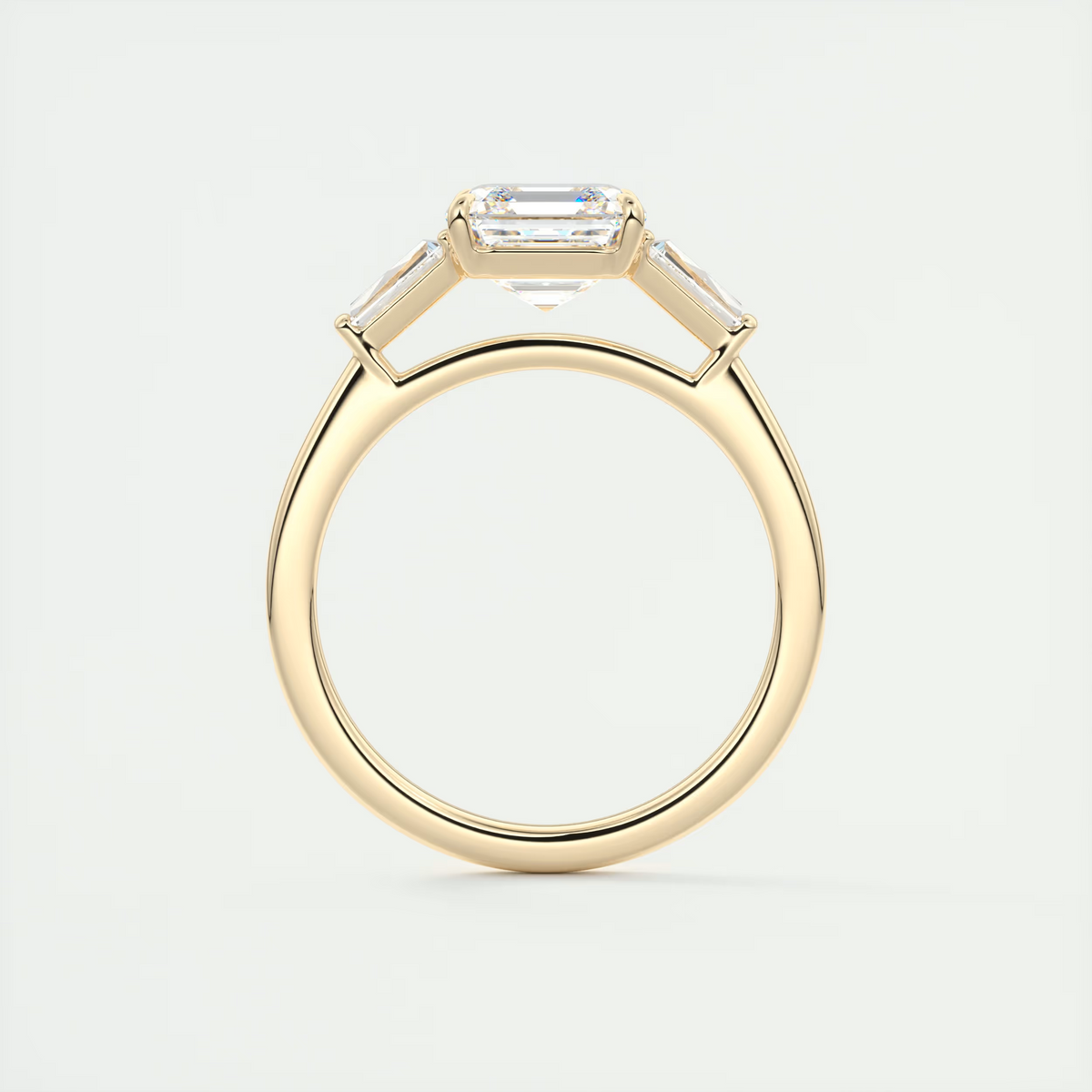 2 Carat Asscher Flush Stacking Three-Stone Engagement Ring