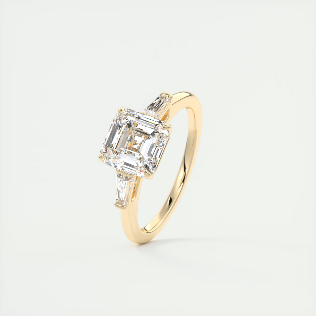 2 Carat Asscher Flush Stacking Three-Stone Engagement Ring