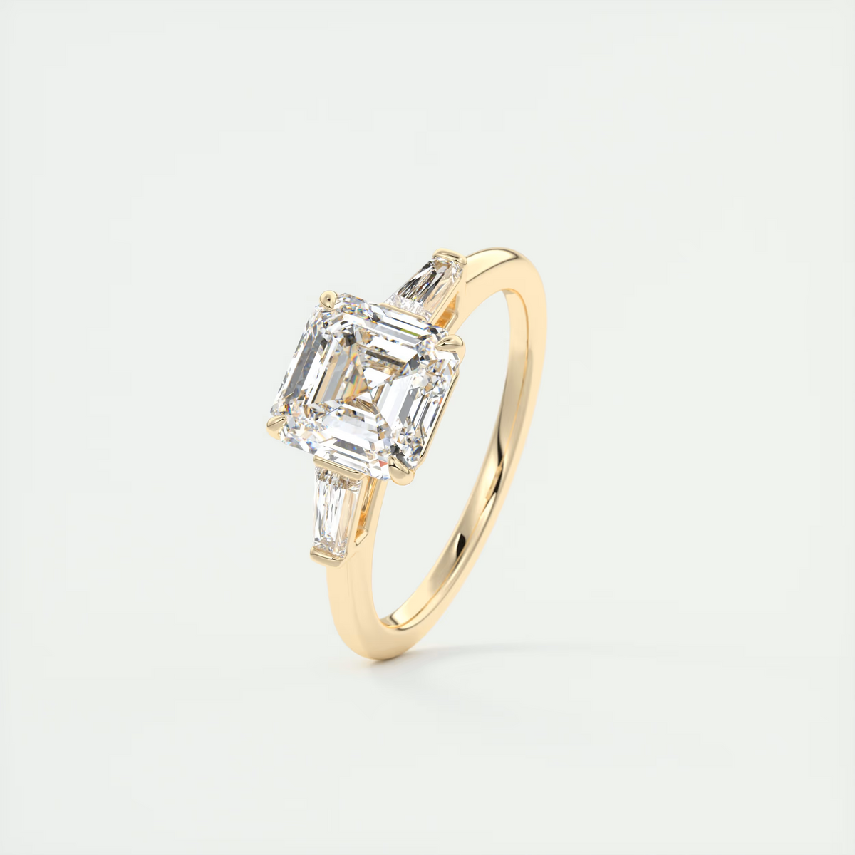 2 Carat Asscher Flush Stacking Three-Stone Engagement Ring