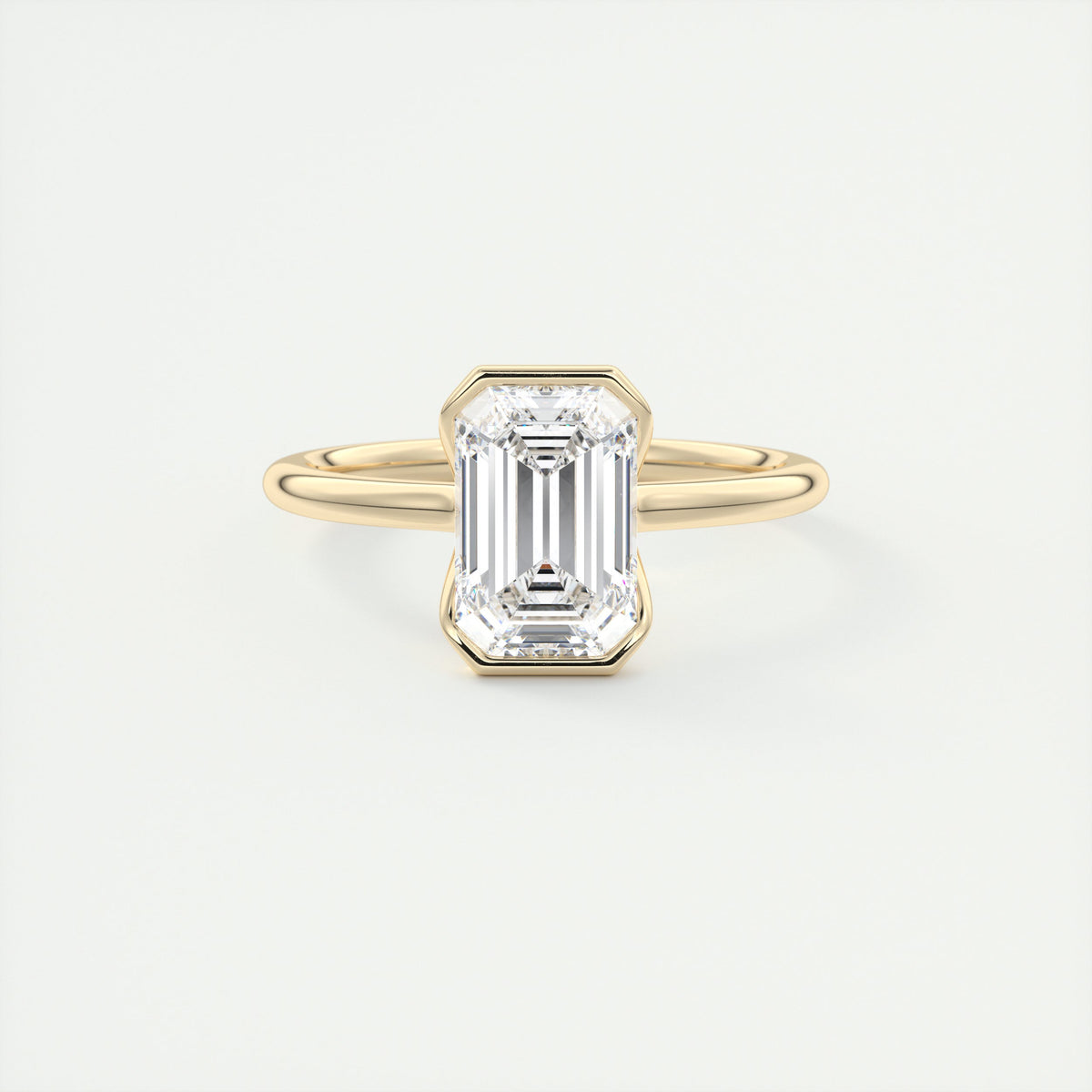 2 Carat Half Bezel Emerald Solitaire