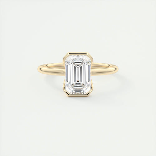 2 Carat Half Bezel Emerald Solitaire