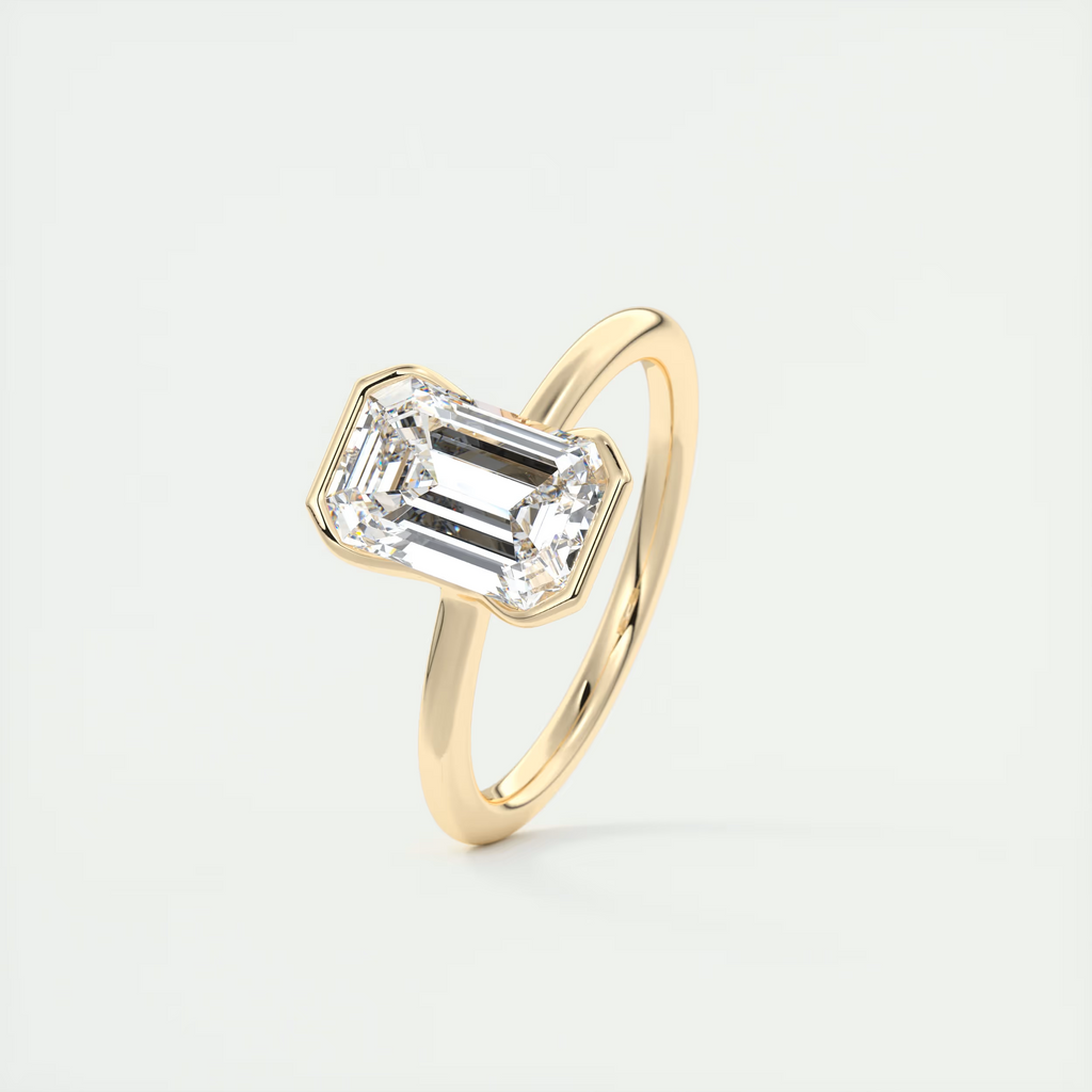 2 Carat Half Bezel Emerald Solitaire