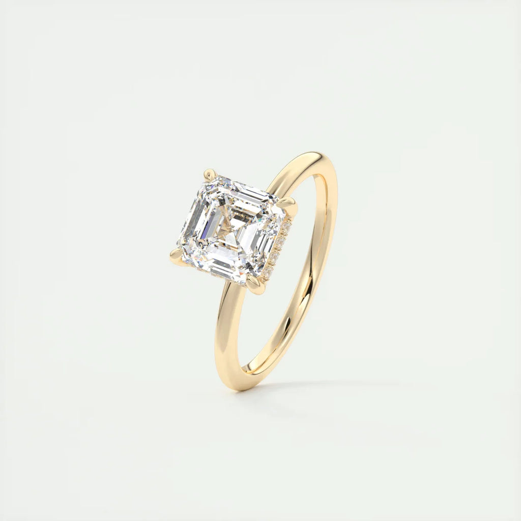 2 Carat Asscher Hidden Halo Pavé Engagement Ring