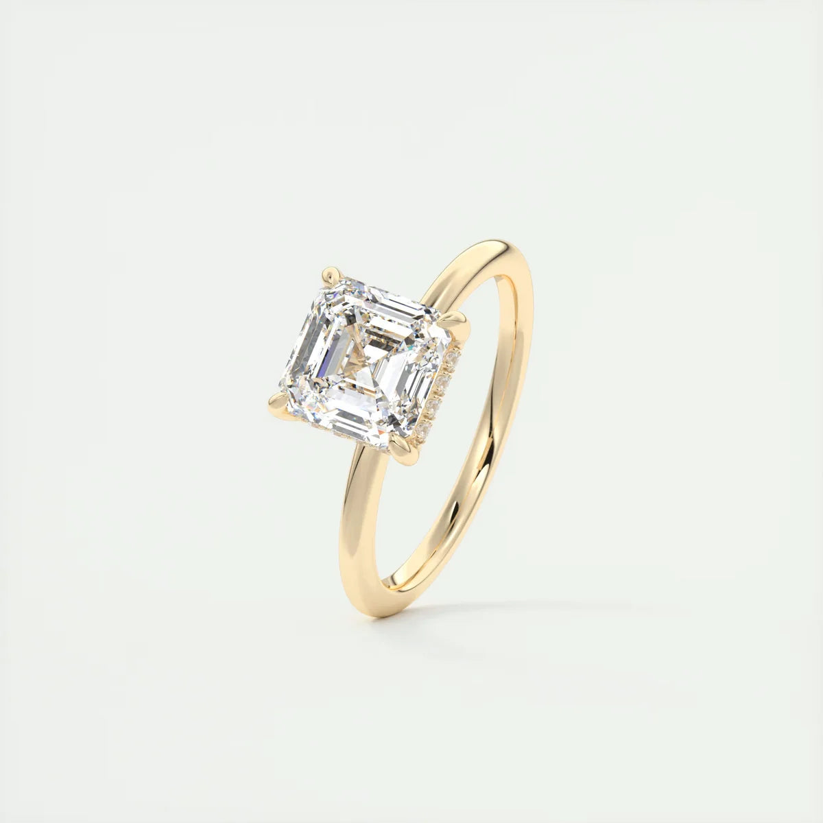 2 Carat Asscher Hidden Halo Pavé Engagement Ring