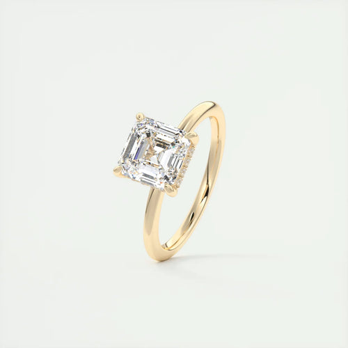 2 Carat Asscher Hidden Halo Pavé Engagement Ring