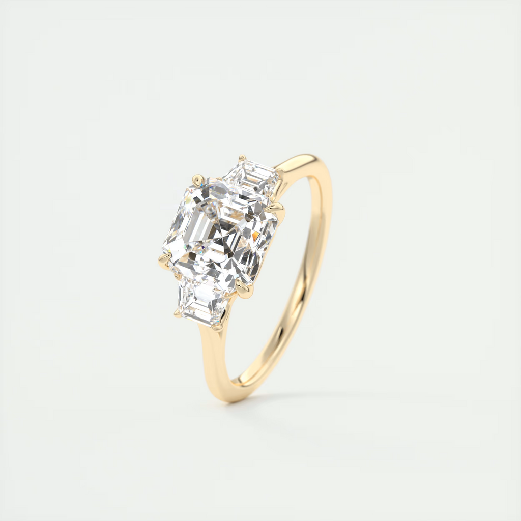 2 Carat Asscher Trapezoid Three-Stone Engagement Ring