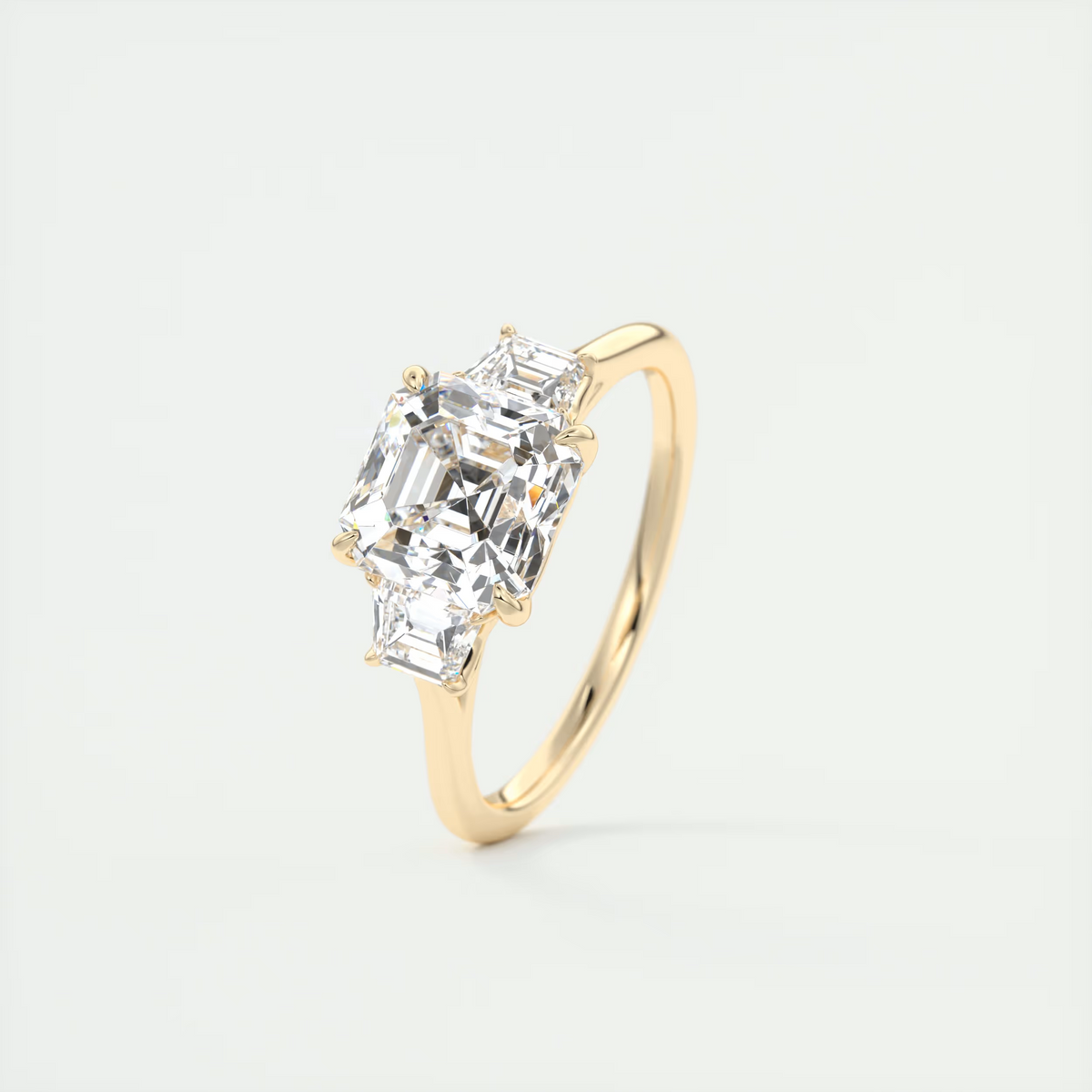 2 Carat Asscher Trapezoid Three-Stone Engagement Ring