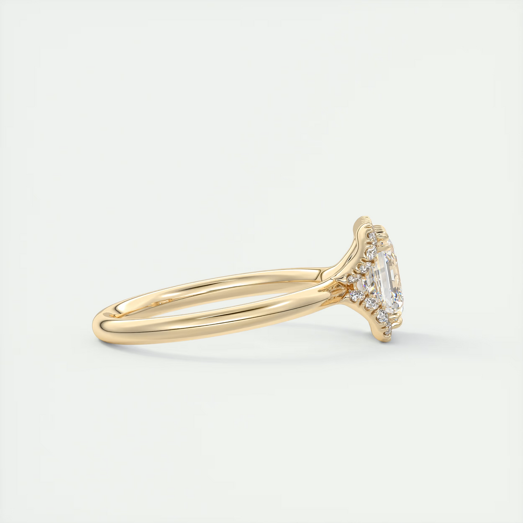 Luxury 2 Carat Asscher Flush Stacking Half Halo Solitaire