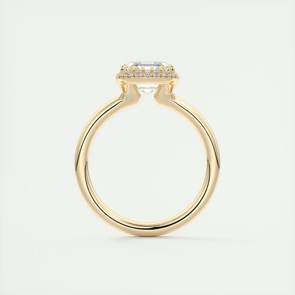 Luxury 2 Carat Asscher Flush Stacking Half Halo Solitaire