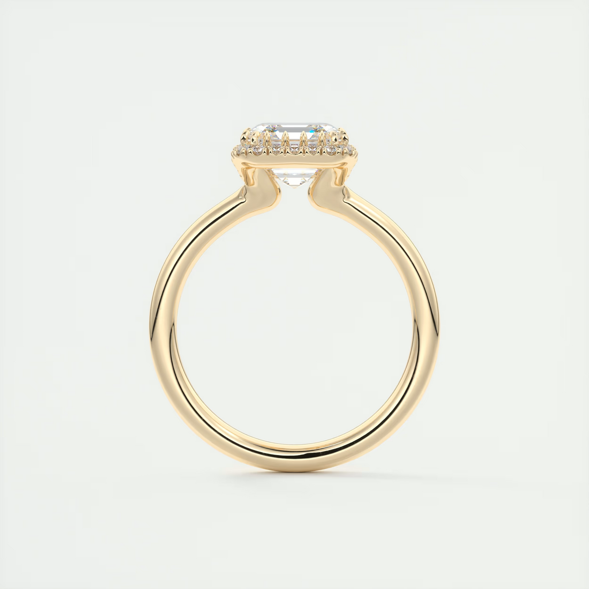 Luxury 2 Carat Asscher Flush Stacking Half Halo Solitaire