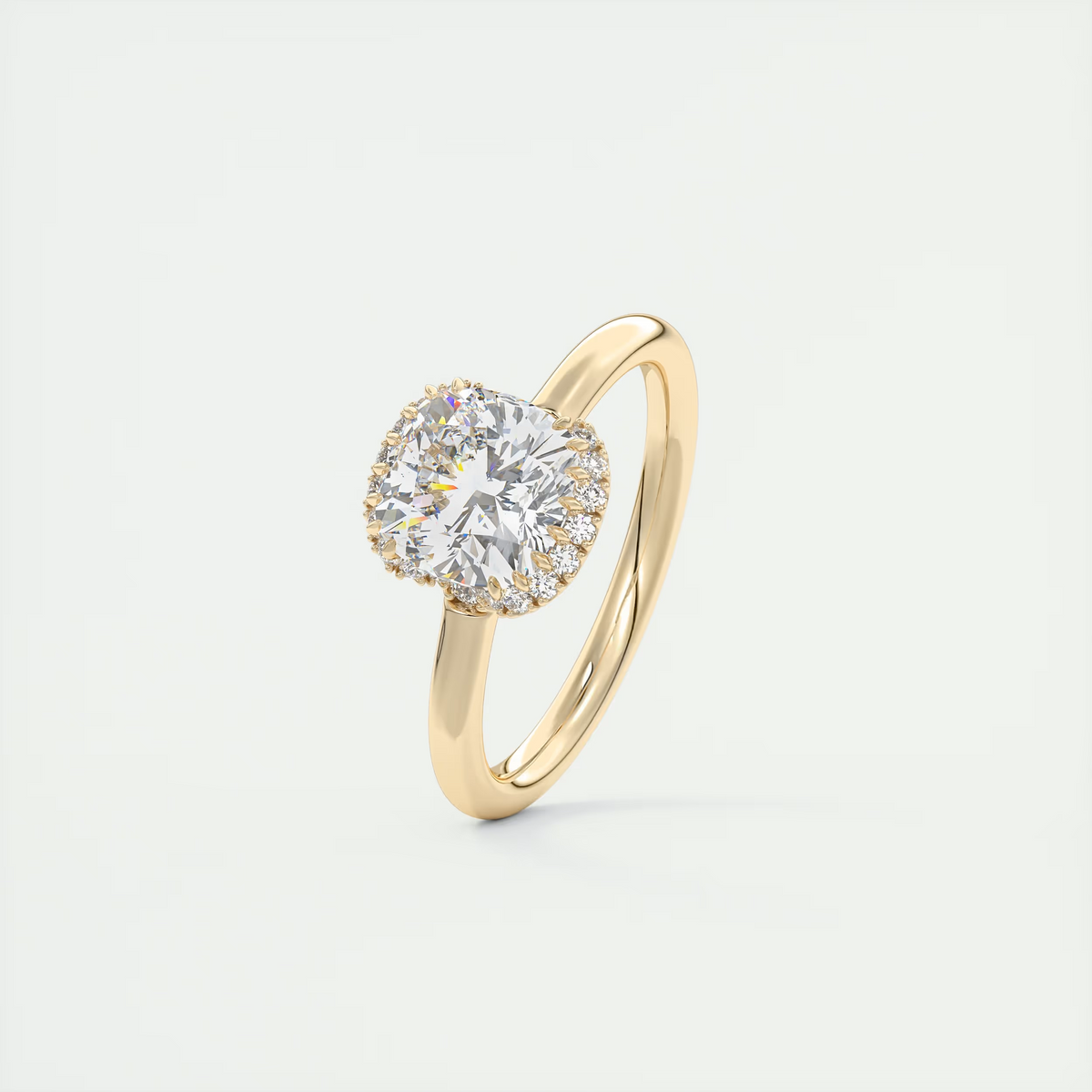 Ultimate 2 Carat Cushion Flush Stacking Half Halo Solitaire