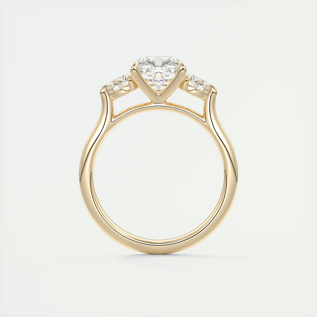 2 Carat Cushion Cathedral Three-Stone Engagement Ring