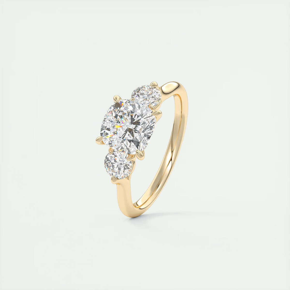 2 Carat Cushion Cathedral Three-Stone Engagement Ring