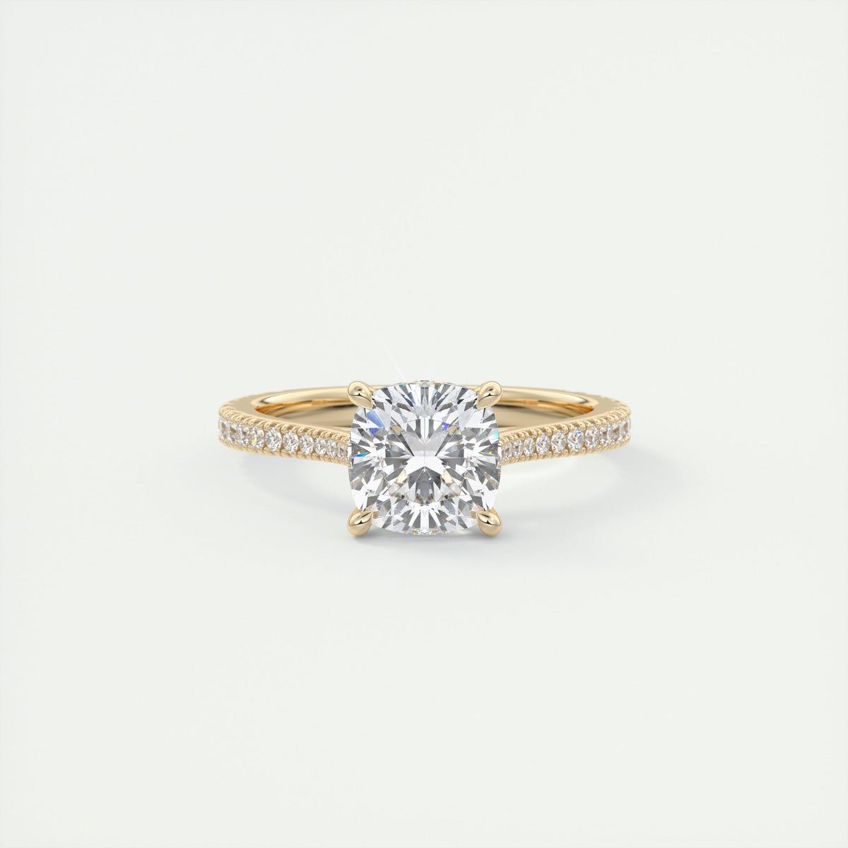 Sparkle 2 Carat Cushion Hidden Halo Cathedral Engagement Ring